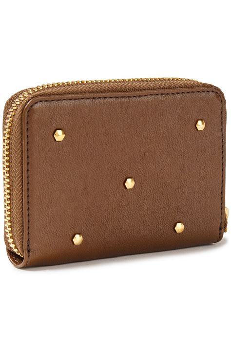 ANYA HINDMARCH Hexagon studded textured-leather wallet | THE OUTNET