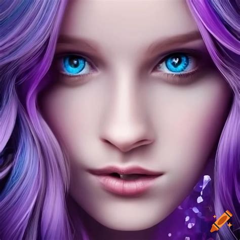 Portrait of a girl with purple hair and ice blue eyes