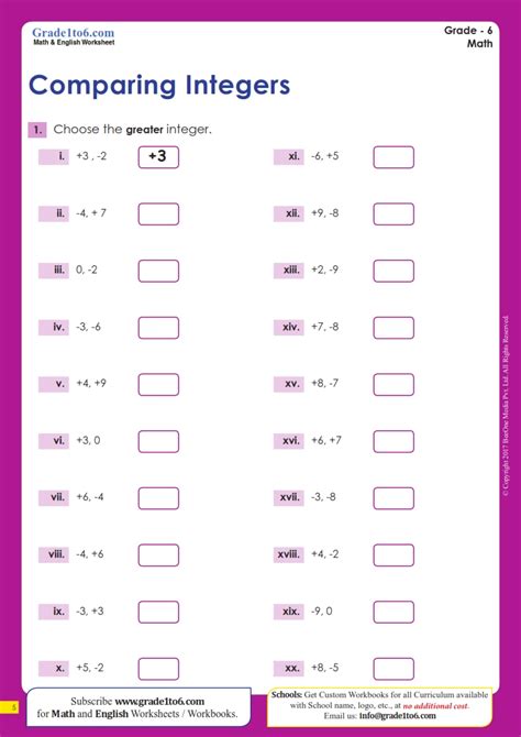 Comparing Integers Worksheets | Updated June 2022 - Worksheets Library