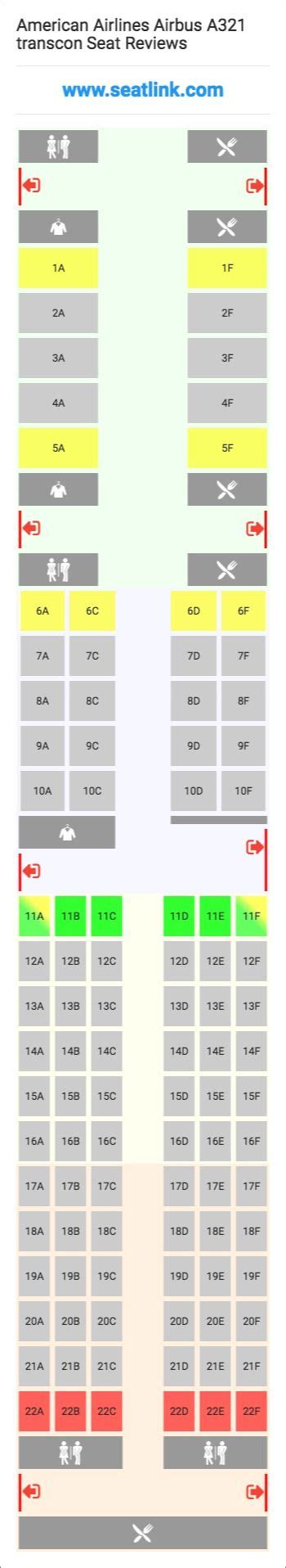 American Airlines Airbus A321 transcon (32B) Seat Map | American airlines