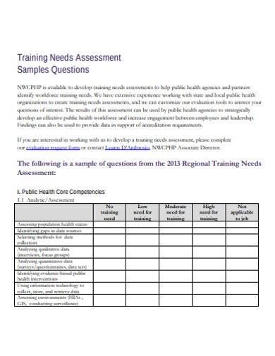 Training Needs Assessment - 11+ Examples, Format, Pdf