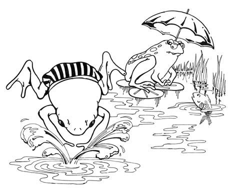 Frogs Swimming coloring page - Download, Print or Color Online for Free