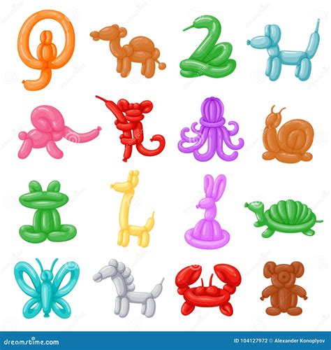 Balloon animals set stock vector. Illustration of craft - 104127972