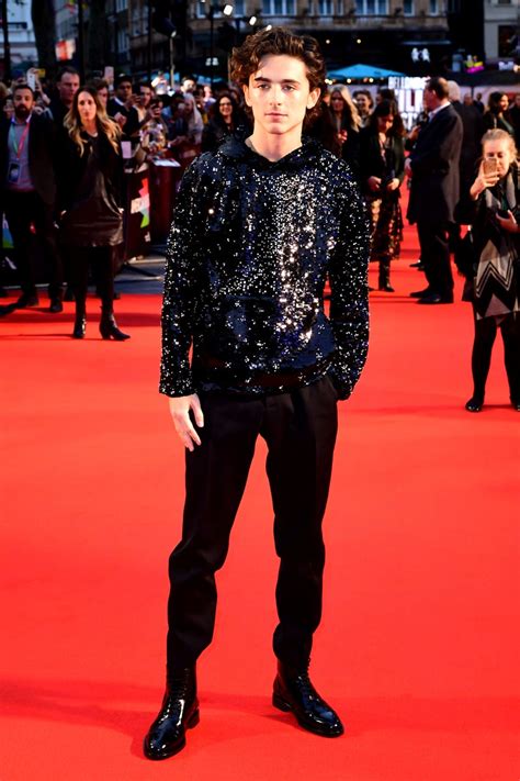 Timothee Chalamet rocks glittered hoodie for The King red carpet ...