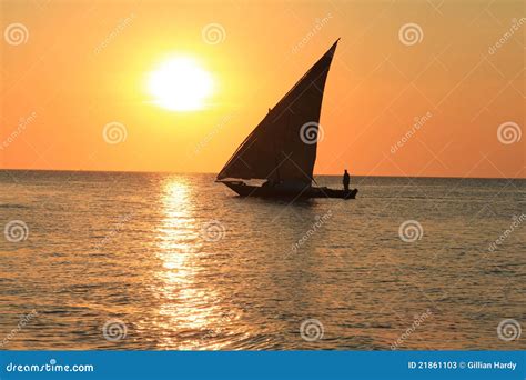 Sunset on a Zanzibar beach stock image. Image of coastal - 21861103