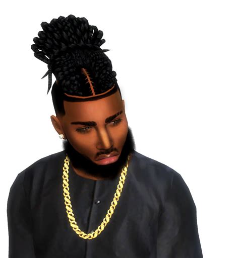 BRAIDED DREAD BUN // sims 4 cc // custom content male hairstyle // by XXBlackSims // #sims4 # ...