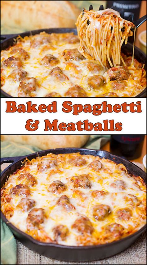 Baked Spaghetti & Meatballs | Recipe | Recipes, Comfort food recipes ...