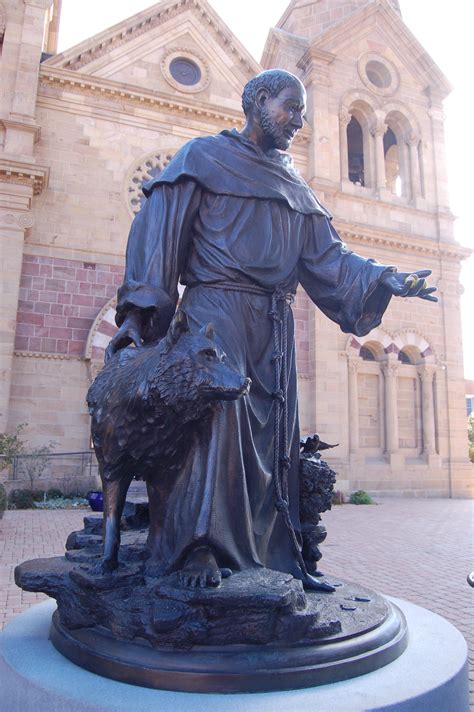 Statue of Saint Francis of Assisi in front of the Cathedral Basilica ...