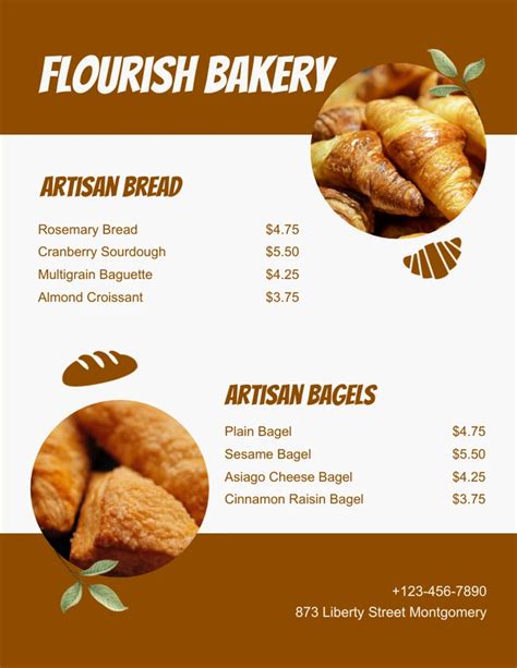 Light Grey And Brown Modern Bakery Menu - Venngage