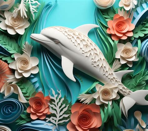 Premium AI Image | 3d paper origami Dolphin animal