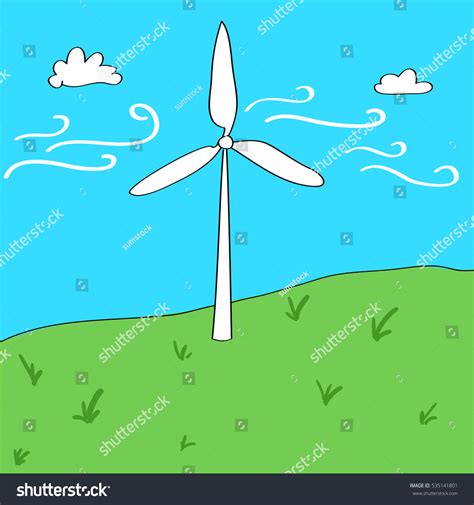 Wind Energy Concept Cartoon Style Illustration Stock Illustration ...