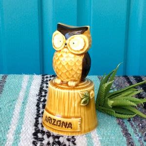SALE-FREE Shipping-vintage Ceramic Owl Bell-owl on Log-made in Japan-arizona Souvenir-woodsy Owl ...
