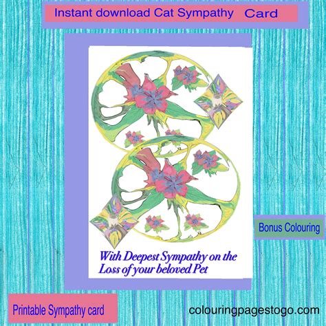 Sympathy card Cat , Pet Condolence Card that is created with love and also I added a cheer you ...