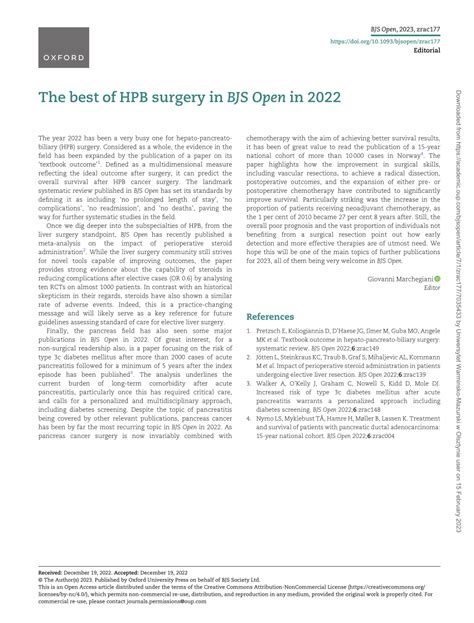 (PDF) The best of HPB surgery in BJS Open in 2022