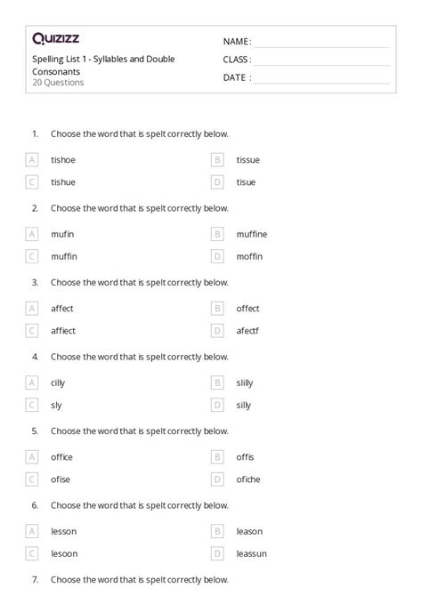 50+ Double Consonants worksheets for 6th Grade on Quizizz | Free & Printable