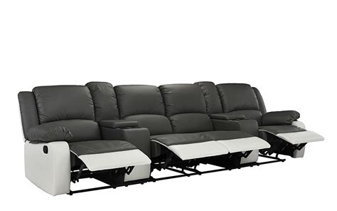 4 Seat Large Classic Recliner Sofa with Cup Holders, Home Theater ...