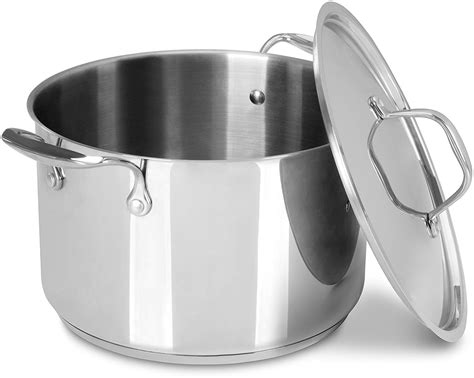 6 Quart Premium Stainless Steel Stock Pot with Lid - Induction Compatible - Multipurpose Use for ...