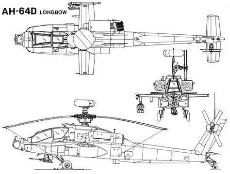 Boeing AH-64 Apache Blueprint - Download free blueprint for 3D modeling