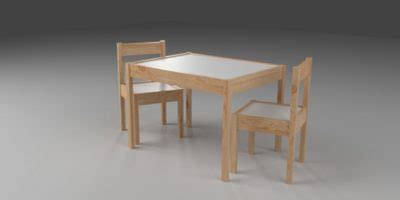 IKEA LÄTT children’s table with 2 chairs – Resources – Free 3D models for blender, sweethome3d ...