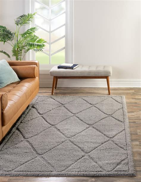 Gray 8' x 10' Lattice Shag Rug | Rugs.com