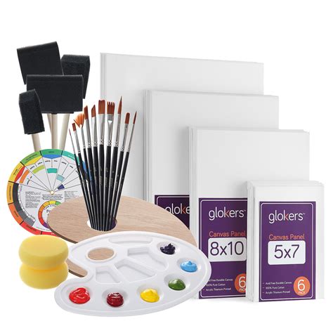 Glokers Canvas Panels Painting Kit, Art Supplies Set Includes Palette,