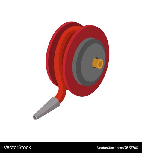 Red fire hose winder roll reels cartoon icon Vector Image