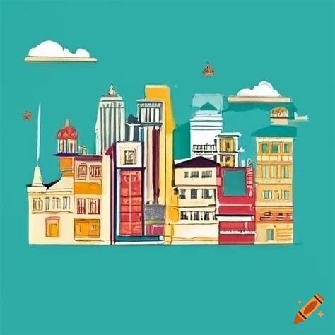 Illustrations of famous cities on Craiyon