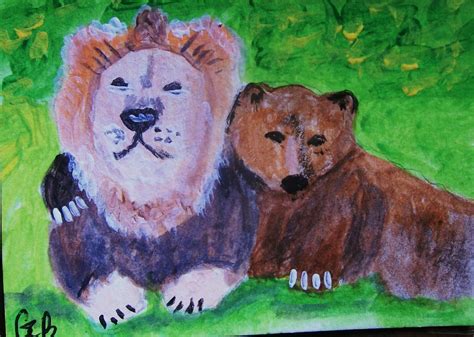 ACEO THE LION AND THE BEAR SIGNED ORIGINAL ANIMAL PAINTING | eBay in 2020 | Bear signs, Original ...