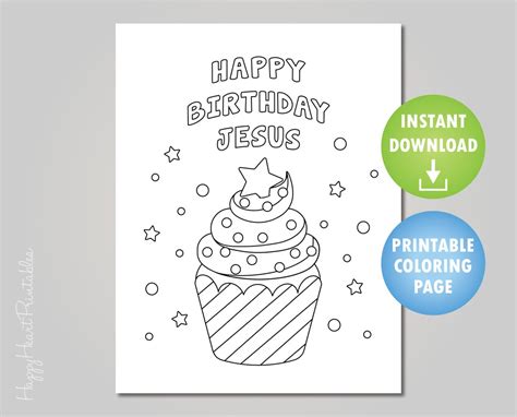 Happy Birthday Jesus Printable Coloring Page - Etsy