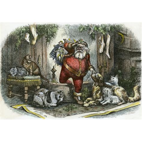 Thomas Nast Santa Claus. NThe Coming Of Santa Claus. Colored Engraving ...