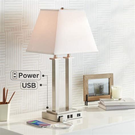 Possini Euro Amity Desk Lamp with USB Port and Outlet - #9G408 | Lamps Plus Canada