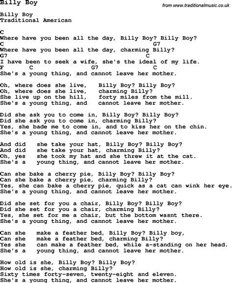 Traditional Song Billy Boy with Chords, Tabs and Lyrics