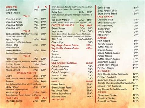 Menu Card - The Pizza Castle Menu from Bareilly