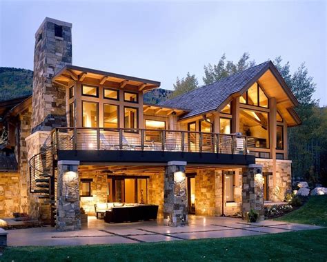Walkout Basement House Plans for a Rustic Exterior with a Stacked Stone House and Aspen Projects ...