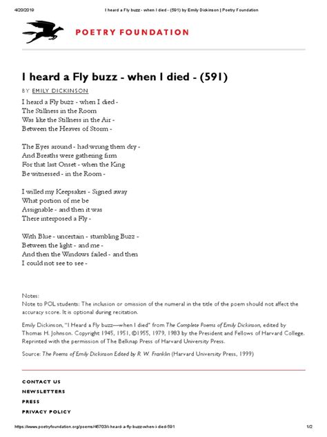 I Heard a Fly Buzz - When I Died - (591) by Emily Dickinson _ Poetry ...