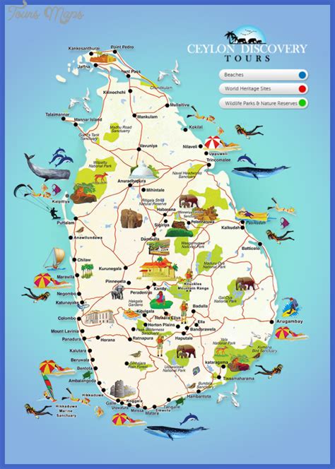 Sri Lanka Map Tourist Attractions - ToursMaps.com