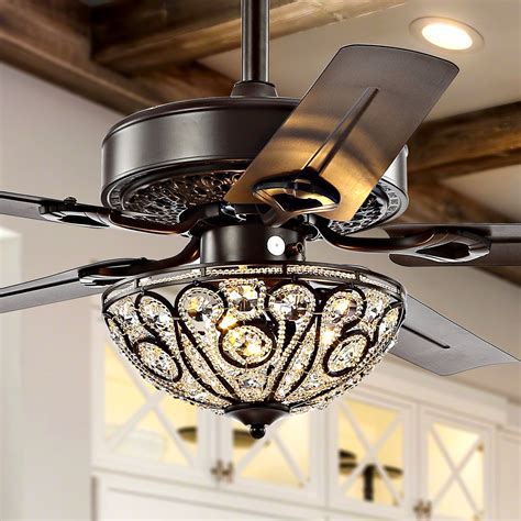 Jonathan Y Ali 52" 3-Light Wrought Iron LED Ceiling Fan With Remote, Oil Rubbed Bronze - Walmart.com