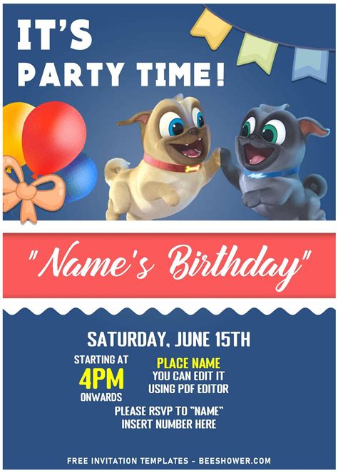 Nice (Free Editable PDF) It's Party Time Puppy Dog Pals Birthday ...