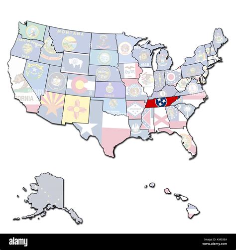 tennessee on isolated map of united states of america with state borders Stock Photo - Alamy