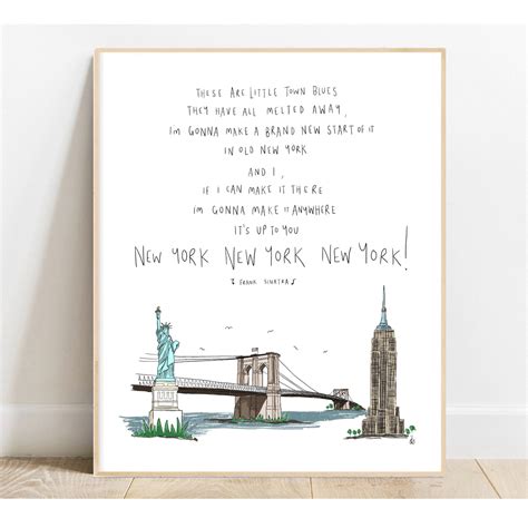 New York New York by Frank Sinatra / Art Print / Lyrics / USA | Etsy