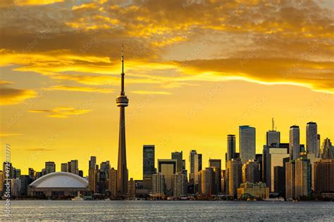 Toronto and CN Tower at sunset Stock Photo | Adobe Stock