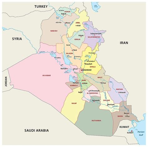 Governorates of Iraq Map in 2023 | Iraq map, Iraq, Country maps