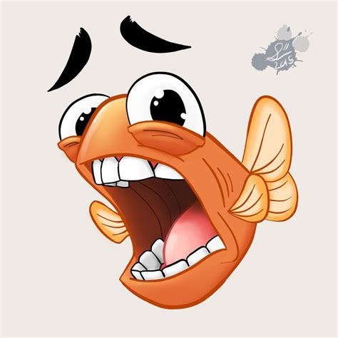 Scared Fish (Colored) by Spodness | Fish Drawings