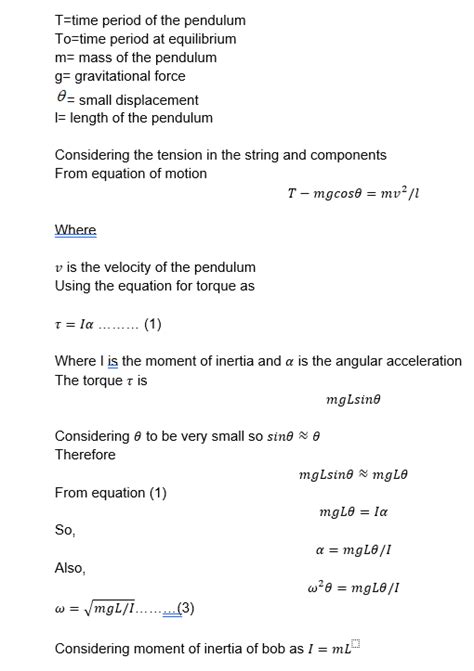 derivation of the time period of a simple pendulum