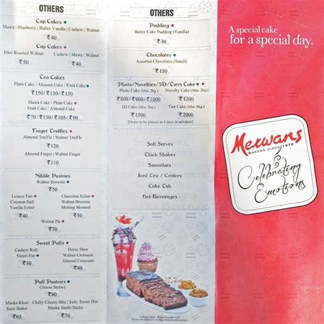 Merwans Cake Stop Menu and Price List for Mira Bhayandar, Thane | nearbuy.com