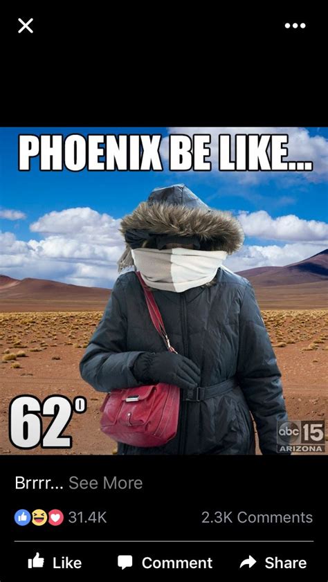 62 is FREEZING! | Arizona winter, Arizona humor, Visit arizona