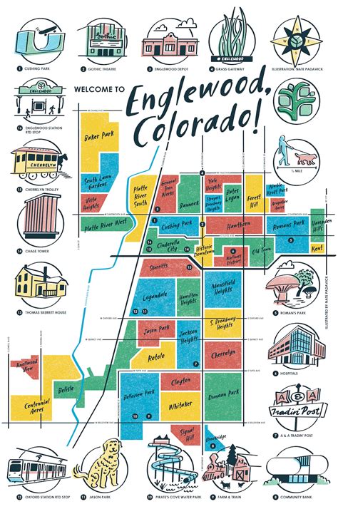 Illustrated Neighborhood Map of Englewood, Colorado by Nate Padavick ...