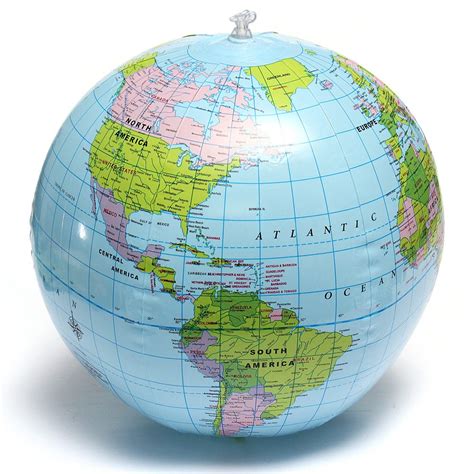 38CM( 15") PVC Inflatable Earth World Globe Map Beach Ball Students Geography Education Kids Toy ...