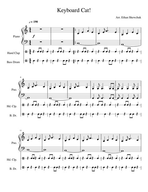 Keyboard Cat! Sheet music for Piano, Percussion | Download free in PDF or MIDI | Musescore.com