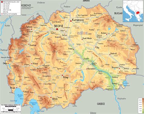 Large physical map of Macedonia with roads, cities and airports | Macedonia | Europe | Mapsland ...